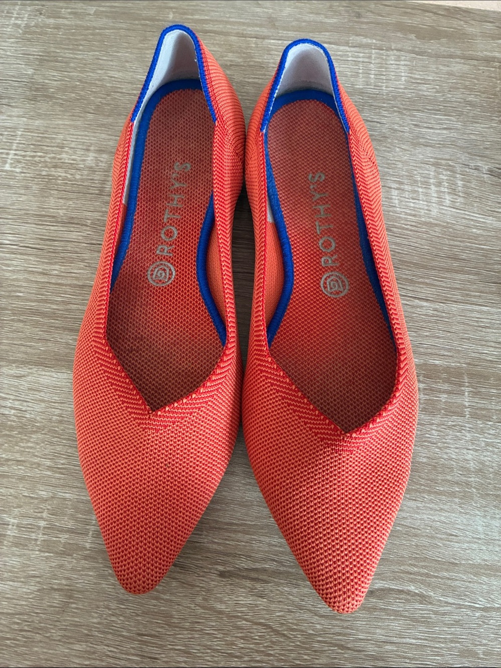 Rothy's Women's Pointed Slip-On Flat in Coral Red size 10.5